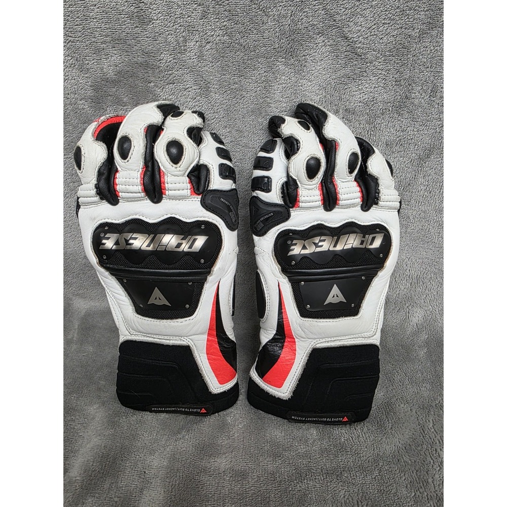 Dainese Steel Pro Race Motorcycle Gloves Black White Red Size 9/L
